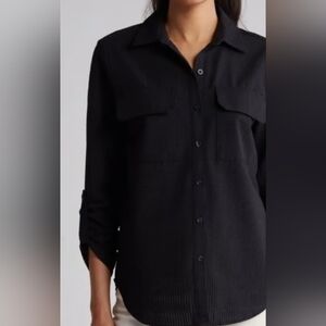 Casa Cabana Women's XL Black Button Shirt XL Waffle Texture